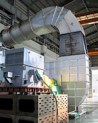 旭碳素株式會社訂購的不鏽鋼500KW的脫硫風機完工.